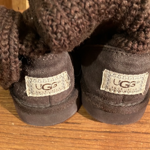 Ugg Toodler Classic Cardy Boot Brown w/ chunky sweater knit convertible shaft - Picture 4 of 6